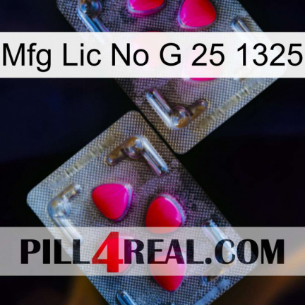 Mfg Lic No G 25 1325 15